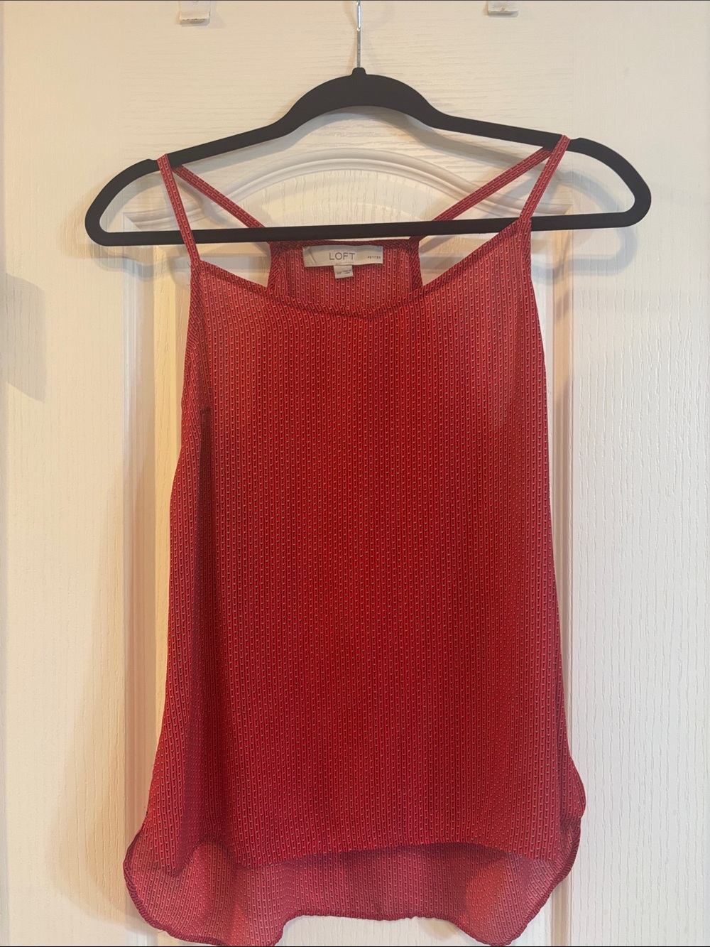 LOFT Red Satin-Textured Spaghetti Strap Cami